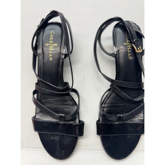 Cole Haan Sandals Black Strappy Leather Sandal Size 7 1/2 Medium - Picture 1 of 5